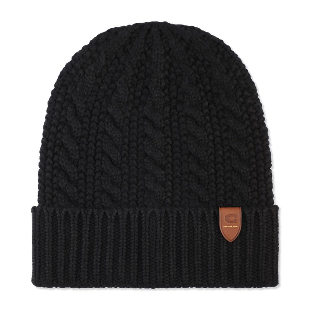 COACH Men's Cable-Cuff Logo Patch Beanie