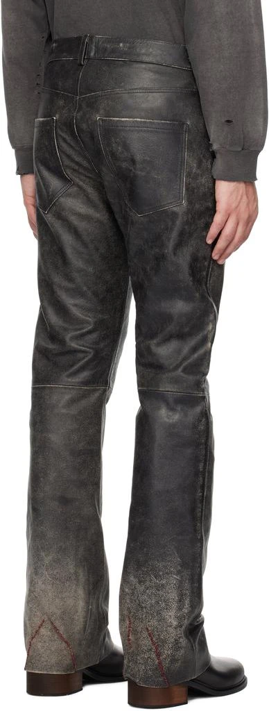 Enfants Riches Deprimes Black Distressed Raw Hem Flare Leather Pants 3
