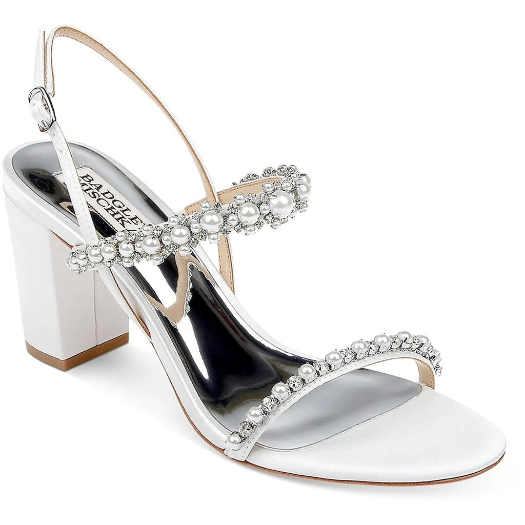 Badgley Mischka Natasha Womens Satin Adjustable Block Heel 3