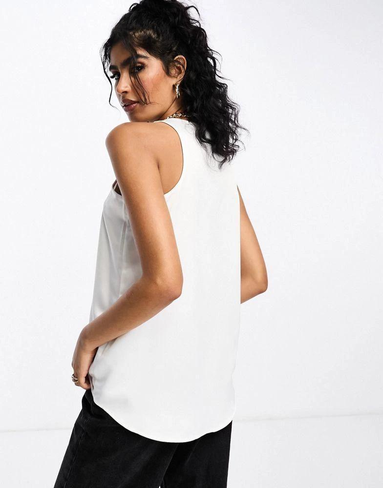 River Island River Island racer tank with scoop neck in white 3