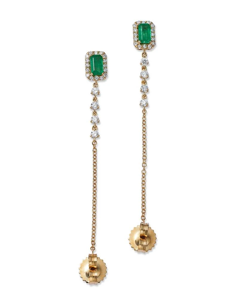 Bloomingdale's Fine Collection Emerald & Diamond Halo Chain Drop Earrings in 14K Yellow Gold - Exclusive 4