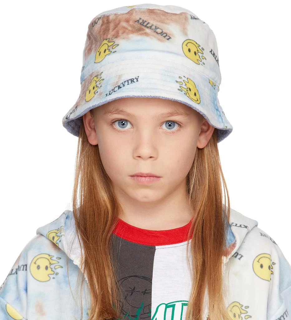 Luckytry Kids Blue Reversible Smiley Beloa Reversible Bucket Hat
