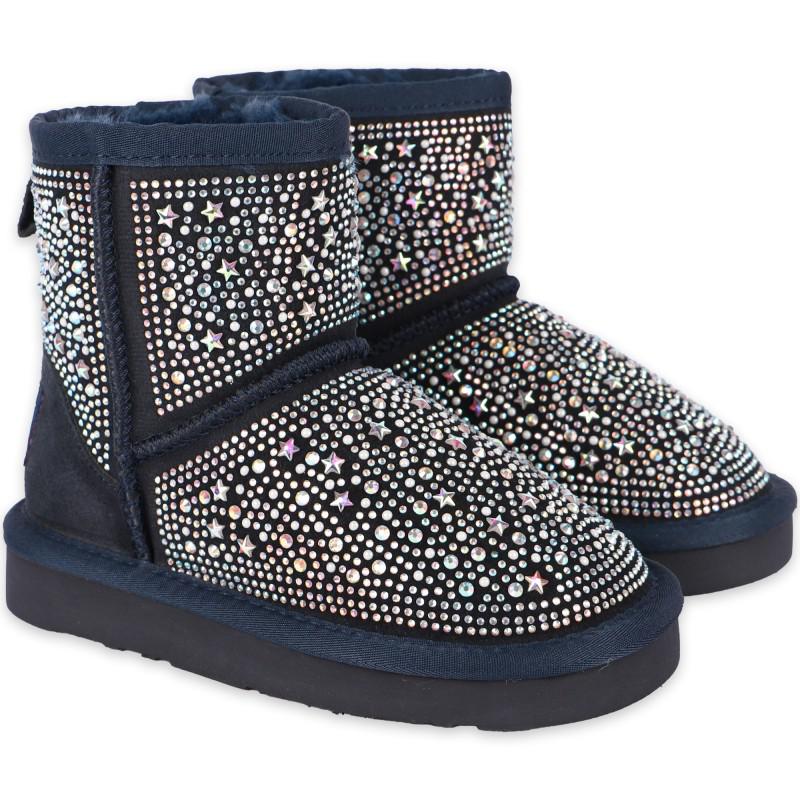 Lelli Kelly Rhinestones girls navy suede boots