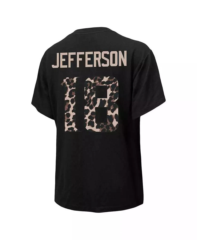 Majestic Women's Threads Justin Jefferson Black Minnesota Vikings Leopard Player Name and Number T-shirt 3