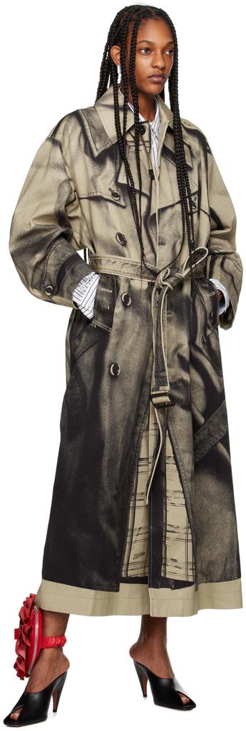 Shop Beige & Black 'The Trompe-lœil' Trench Coat on Sale at