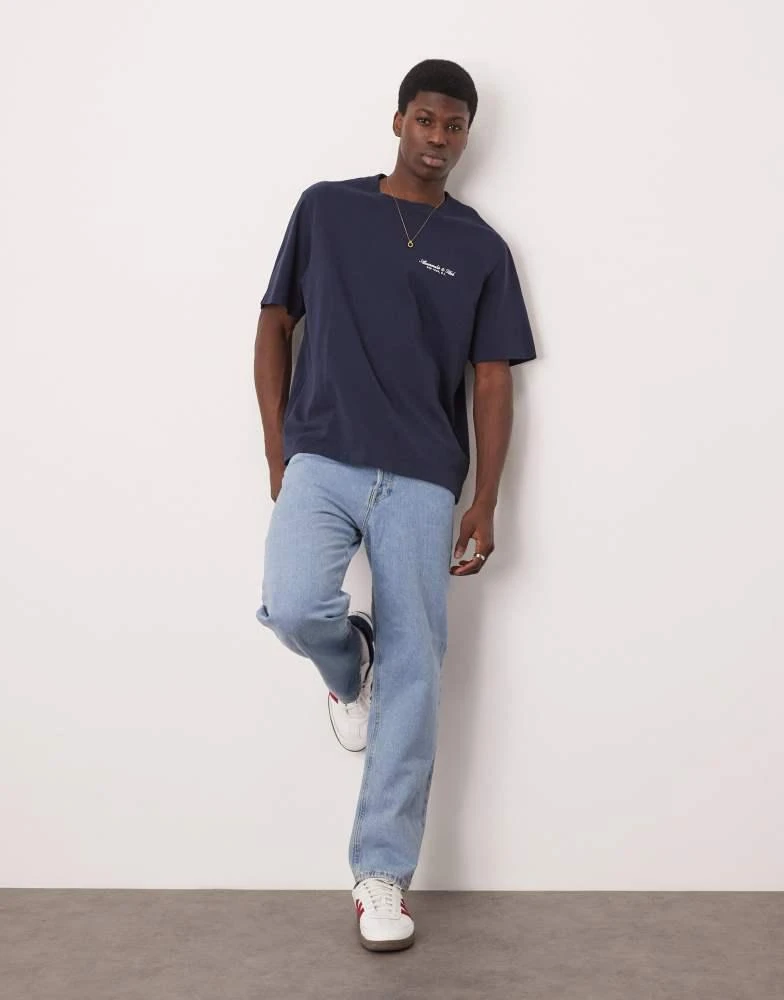Abercrombie & Fitch Abercrombie & Fitch premium logo t-shirt in navy 3