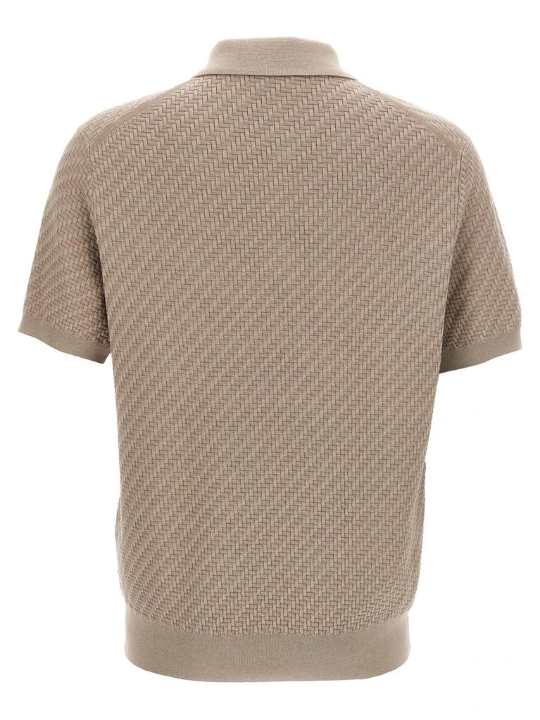 Brioni Brioni Woven Pattern Knitted Polo Shirt 2