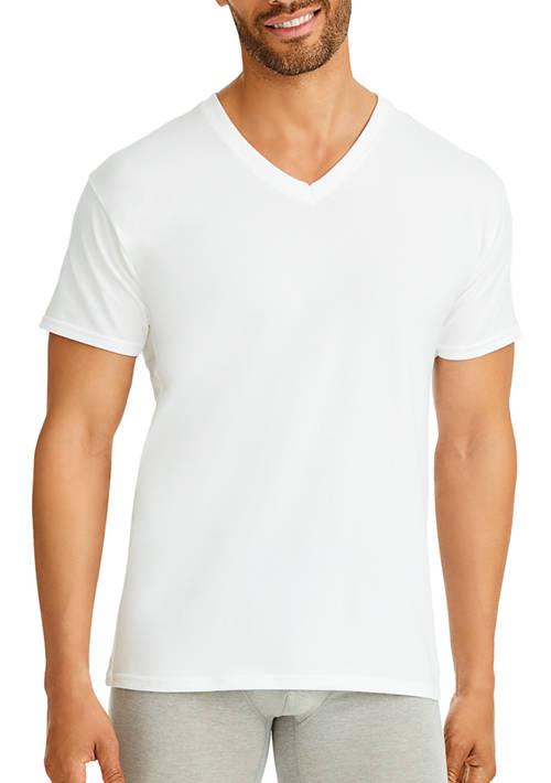 Hanes 6 Pack White V Neck T Shirt