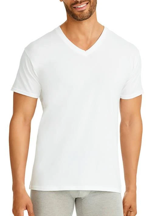 Hanes® 6 Pack White V Neck T Shirt 1