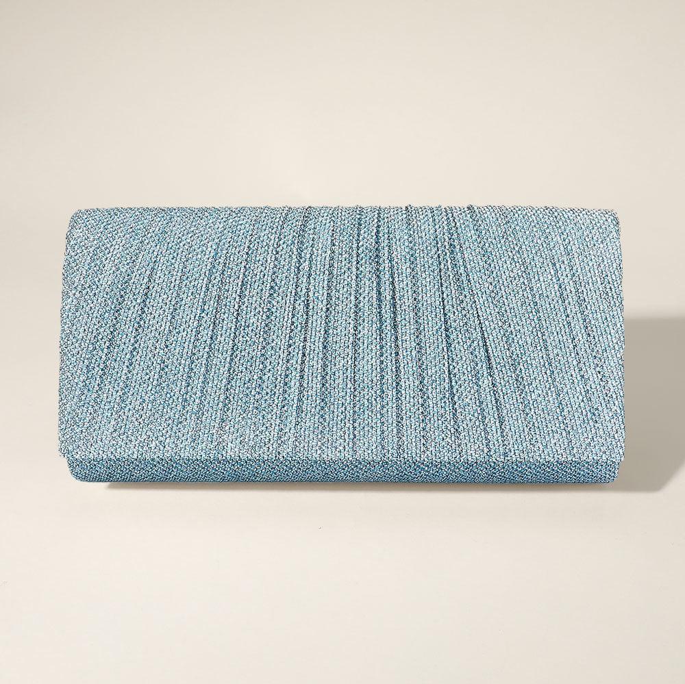 FASHNZFAB Pleated Shimmery Evening Clutch / Crossbody Bag