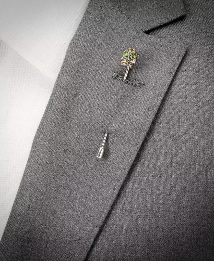 Ox and Bull Trading Co. Men's Sterling Silver Skull Stick Pin 2