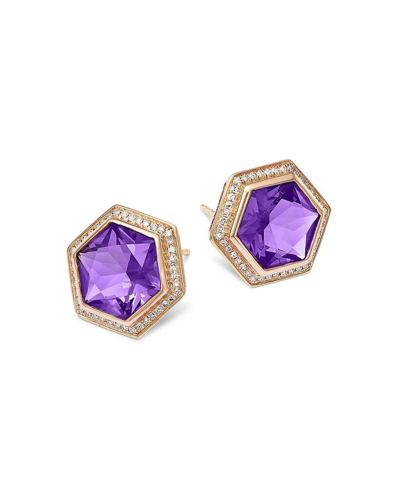 Bloomingdale
s Fine Collection Amethyst 
Diamond Bezel Stud Earrings in 14K Rose Gold 3