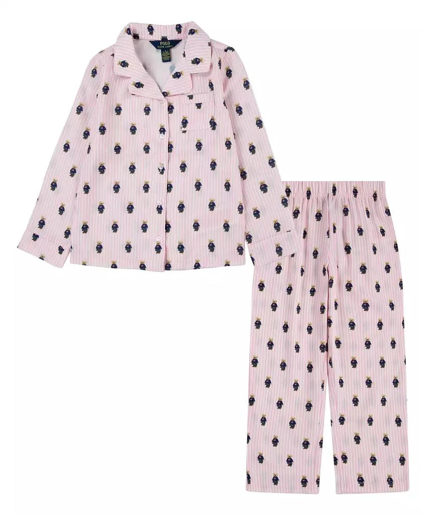 Ralph Lauren Big Girls Polo Bear Long Sleeve Pajamas, 2-Piece Set 1