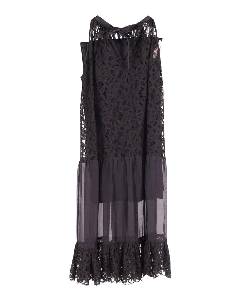 Temperley London Lily Halterneck Lace Dress with Slip in Black Silk