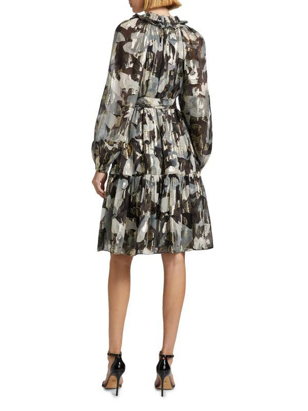 Kobi Halperin Jenson Metallic Floral Knee-Length Dress 2
