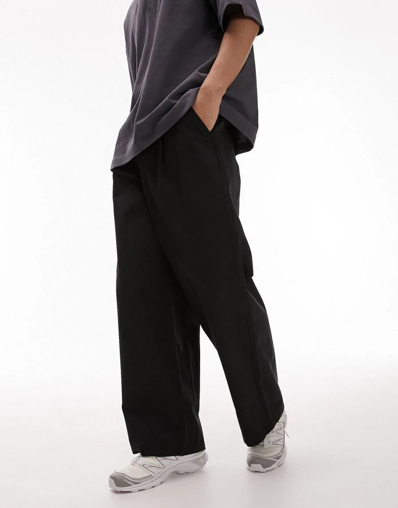 Topman Topman extra wide trousers in black 1