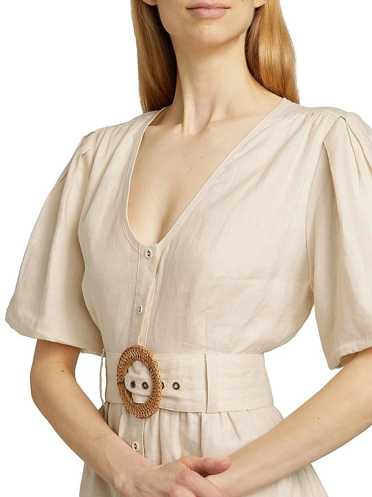 Gwyneth Tie-Waist Linen Minidress  On Sale Now with Up to 71% Off |  Discover Exclusive Deals & Savings at BeyondStyle  Authentic Marie Oliver  women's apparel|dresses|linen|mini -length|v-neck|contemporary|solid|a-line|Women's|women's|short sleeve with  ...