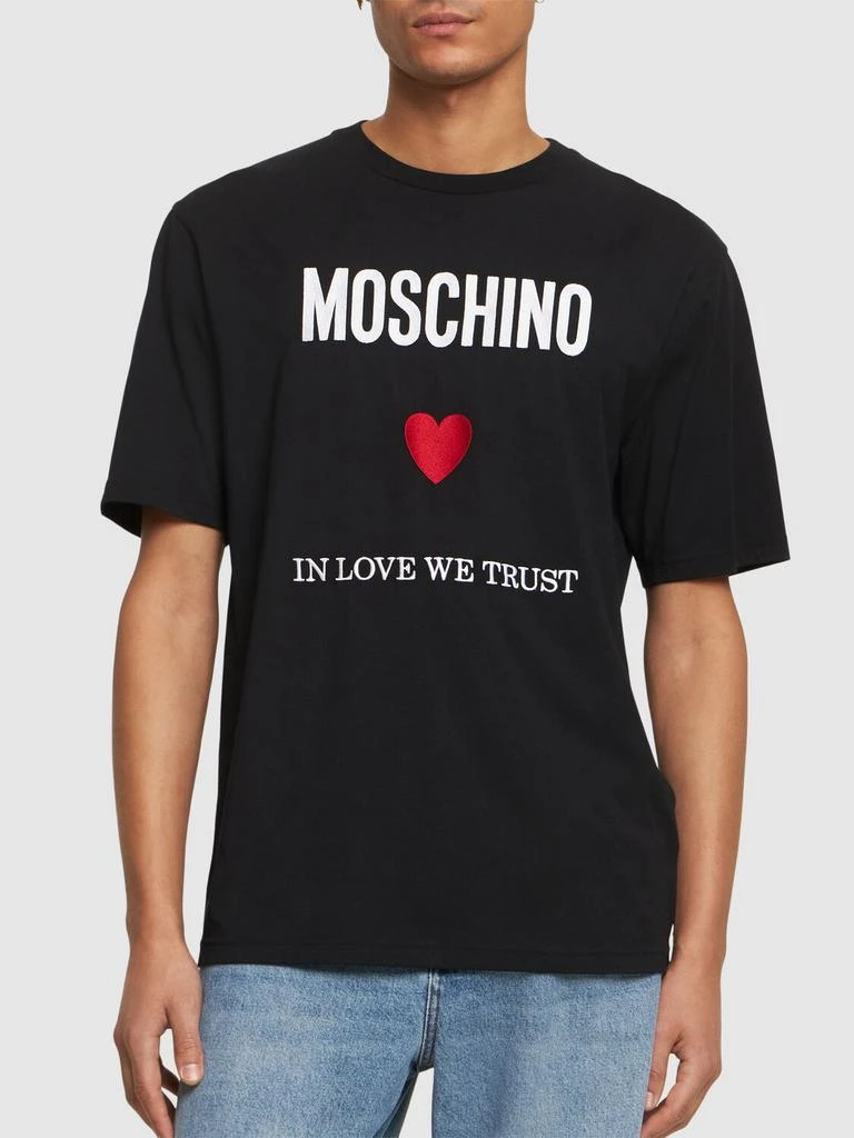 MOSCHINO In Love We Trust Cotton Jersey T-shirt 2