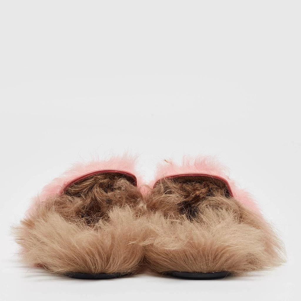 Gucci Gucci Pink Shearling Princetown Horsebit Flat Mules Size 39 5