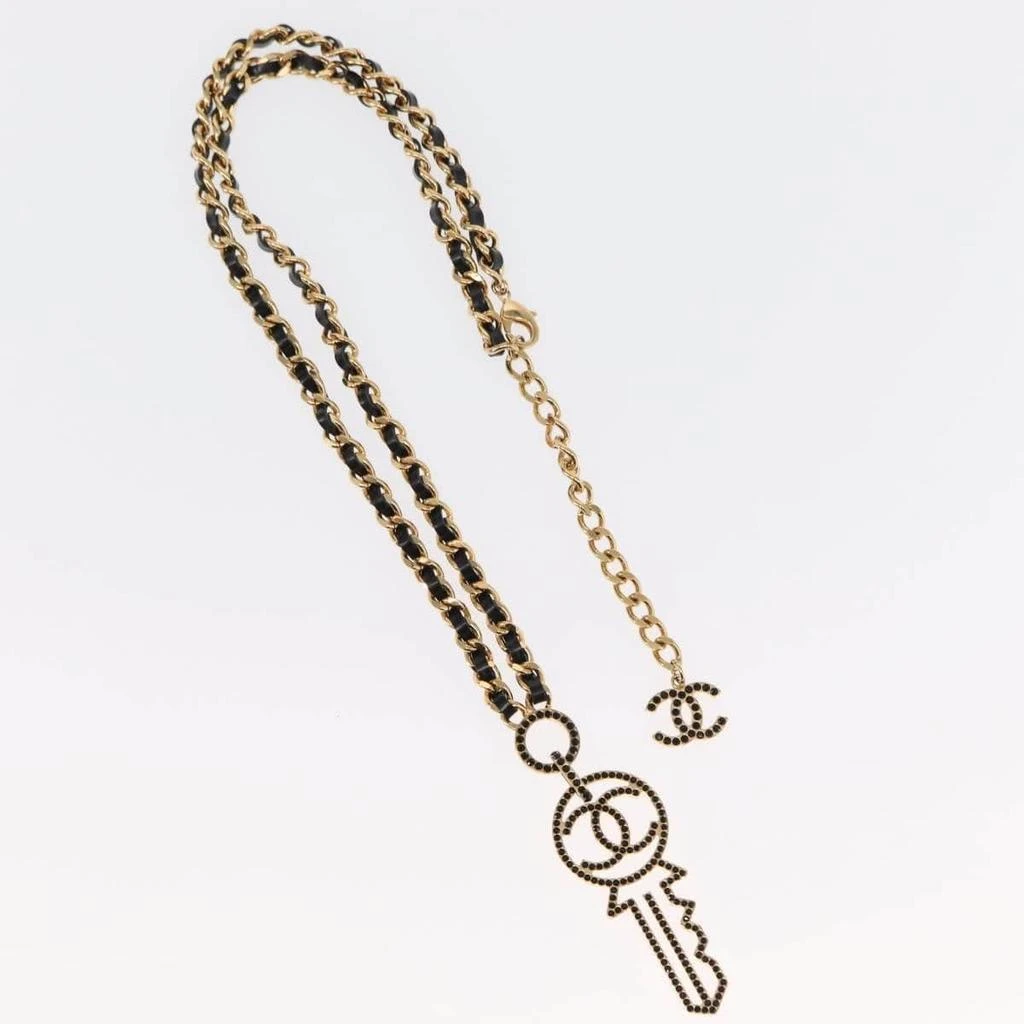 Chanel Cc Key Pendant Necklace Metal With Leather And Crystals Metal Necklace Jewelry (Pre-Owned) 2