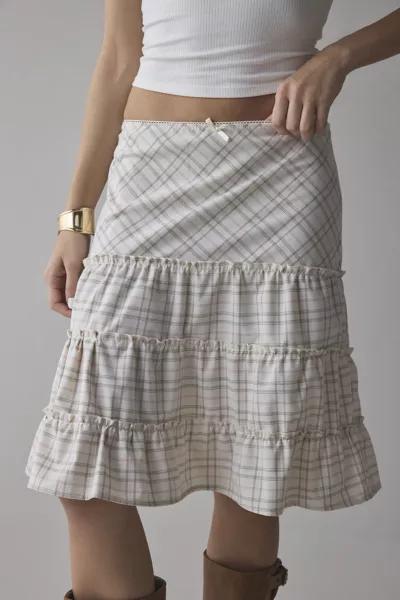 Urban Renewal ReMADE By UO Remnants Tiered Plaid Knee-Length Skirt