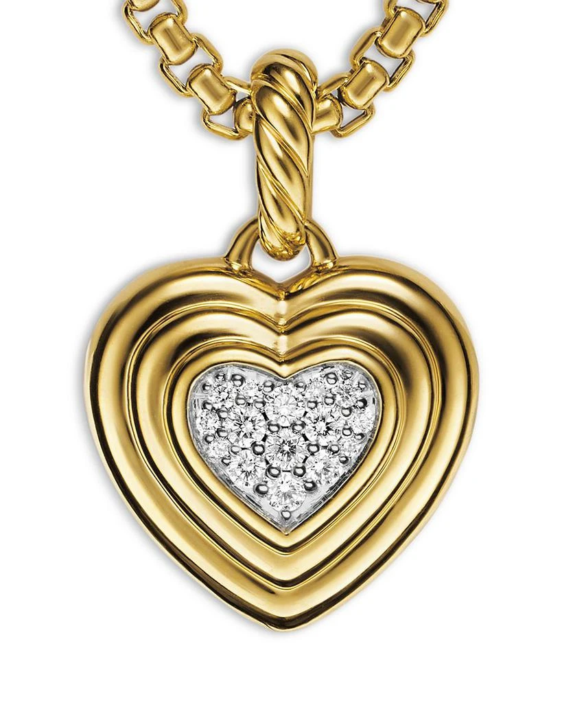 David Yurman Puffy Heart Amulet in 18K Yellow Gold with Diamonds, 17mm 4