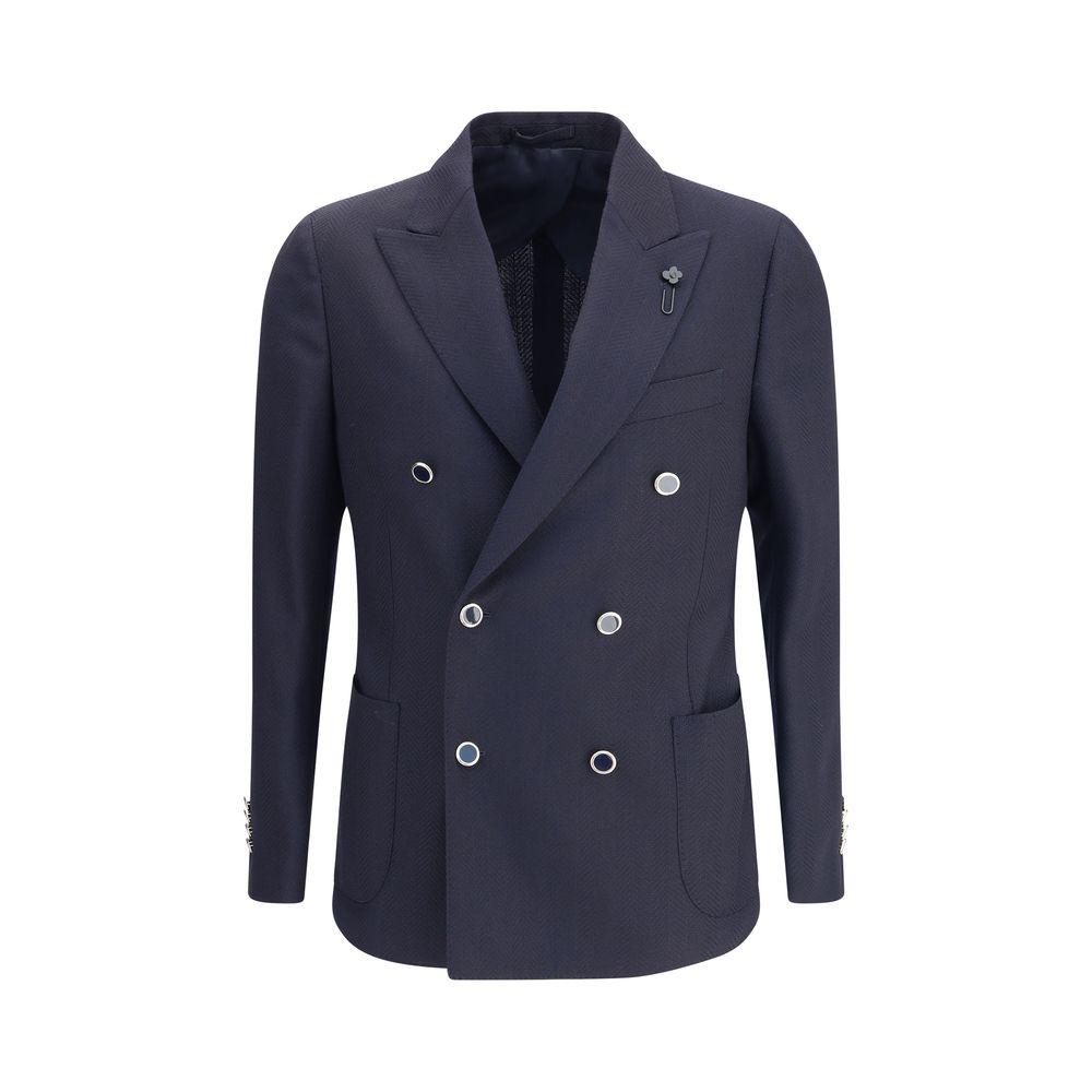 LARDINI Blue Fleece Wool Blazer