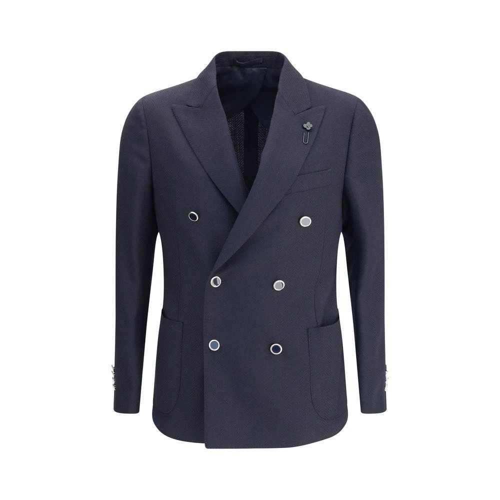 LARDINI Blue Fleece Wool Blazer 1