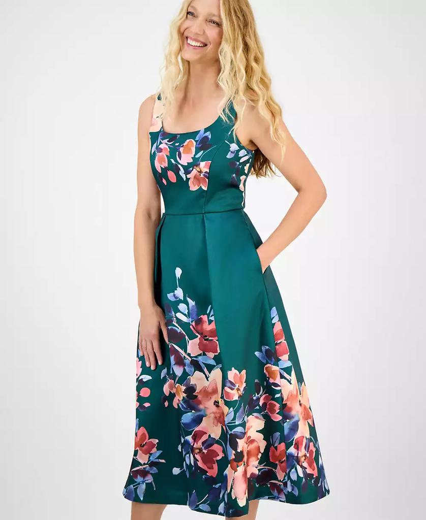julia jordan Women's Printed Square-Neck Sleeveless Dress