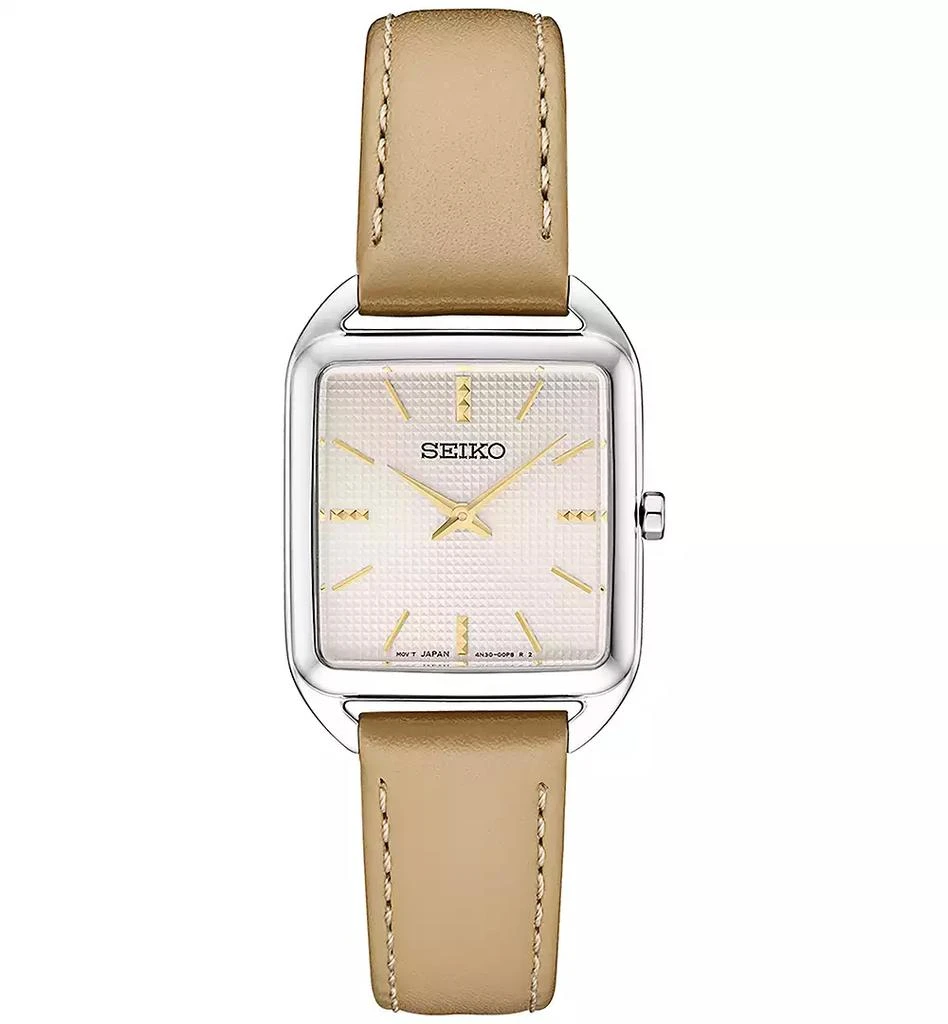 Seiko Women's Essentials Light Brown Leather Strap Watch 26mm x 35mm 1