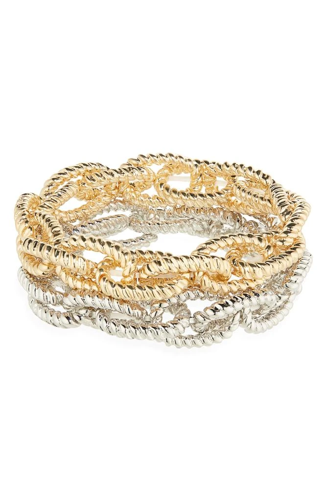 Tasha Set of 2 Two-Tone Twisted Rope Stretch Bracelets