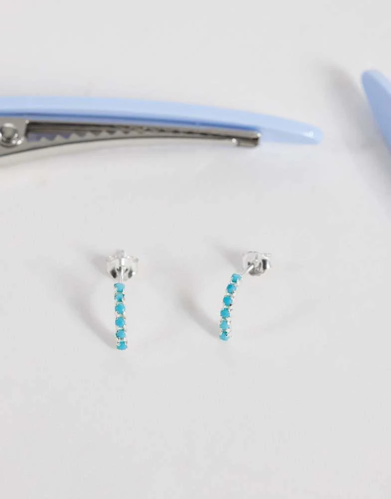 Kingsley Ryan Kingsley Ryan faux turquoise hald hoop in sterling silver 2