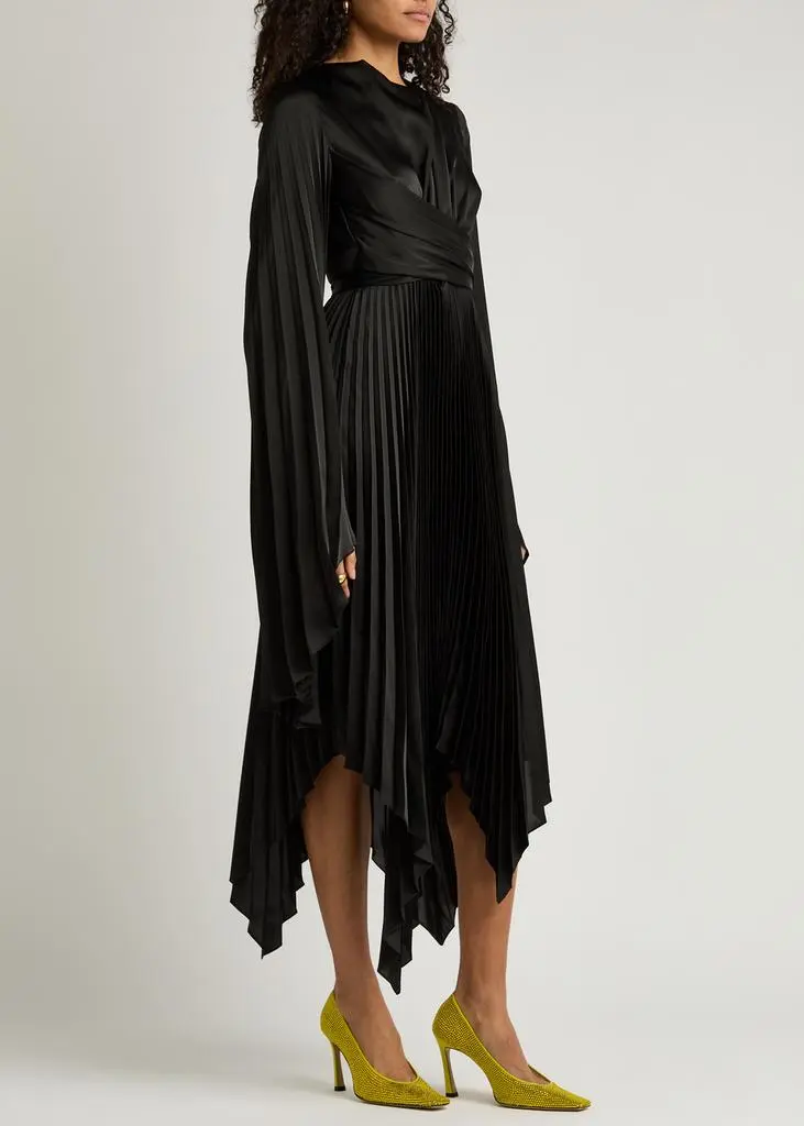 A.W.A.K.E MODE Pleated wrap-effect satin midi dress 2