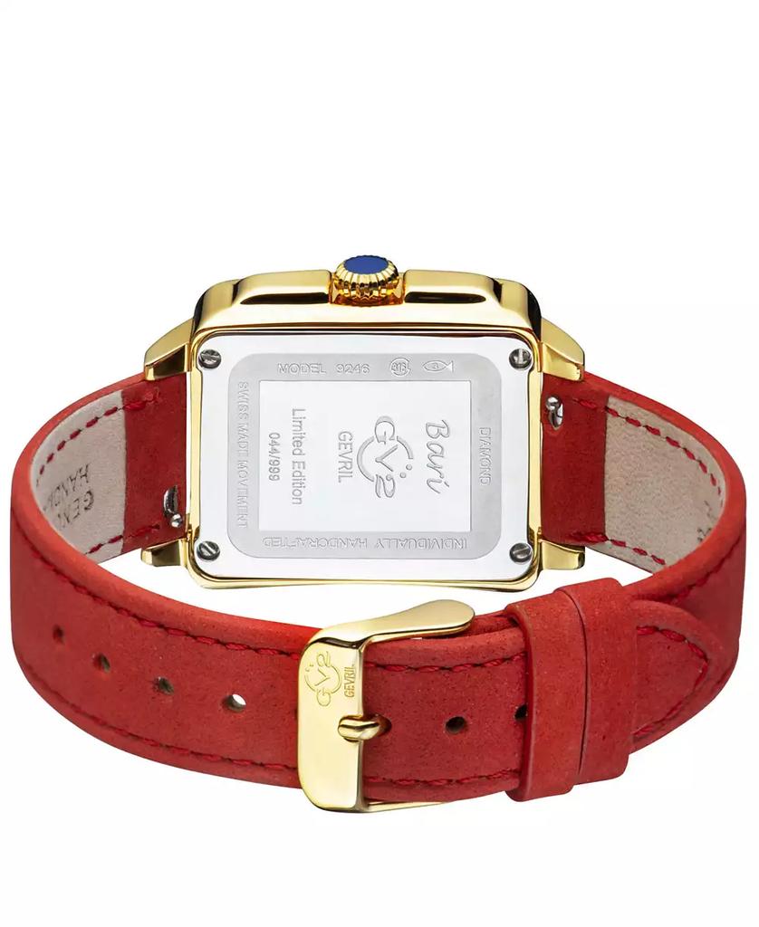 Gevril GV2 Women's Bari Tortoise Red Leather Swiss Quartz Strap Watch 34 mm