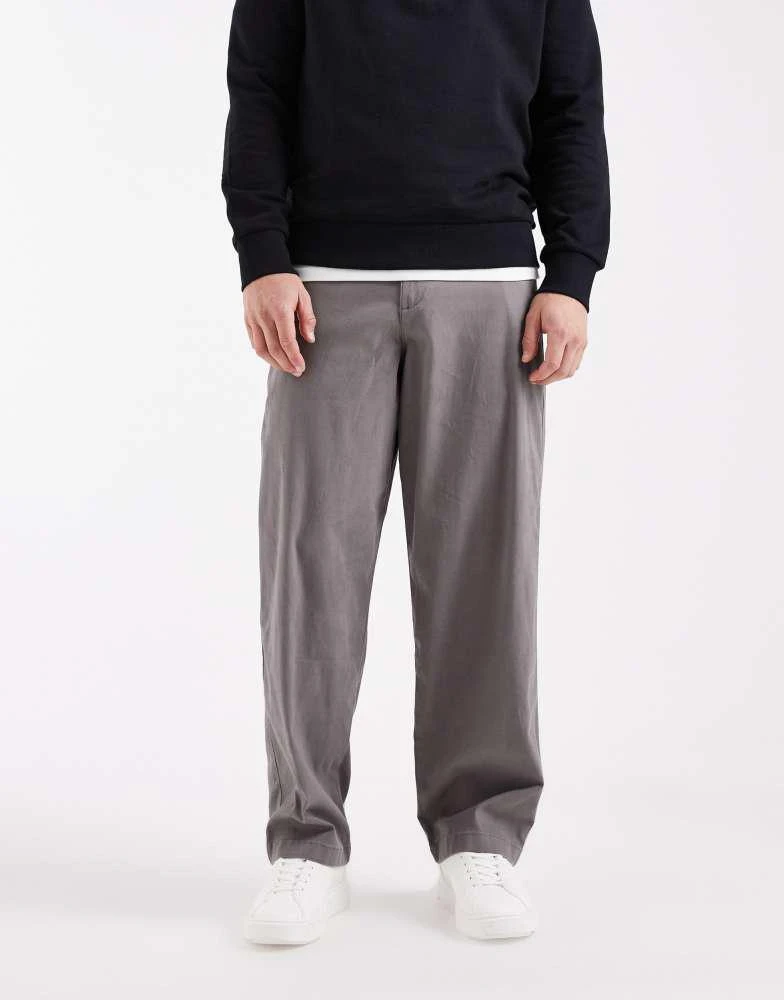 ASOS ASOS DESIGN loose straight chinos in charcoal