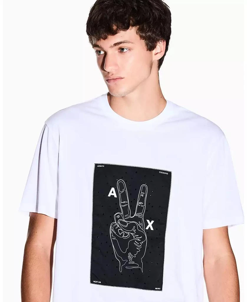 Armani Exchange Men
s Night Lab Peace Sign Embellished T-Shirt 3