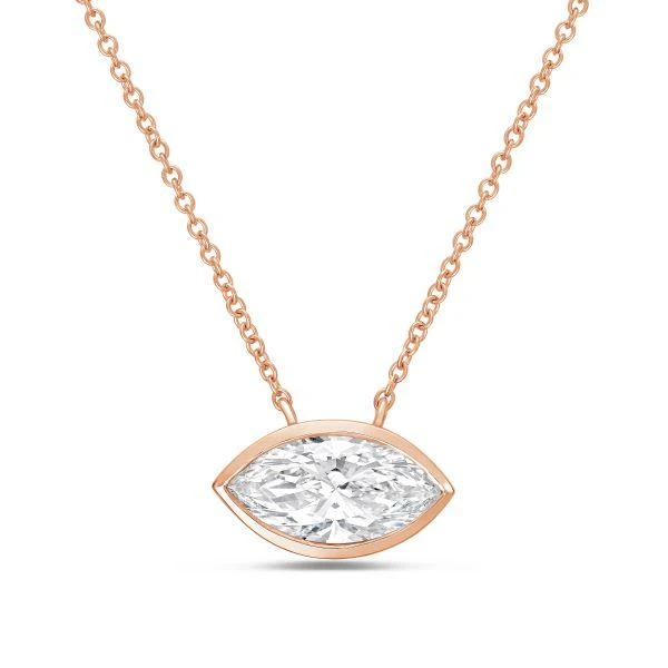 Diana M Jewels 14kt rose gold lab grown east west marquise bezel pendant weighing 7.00 ct