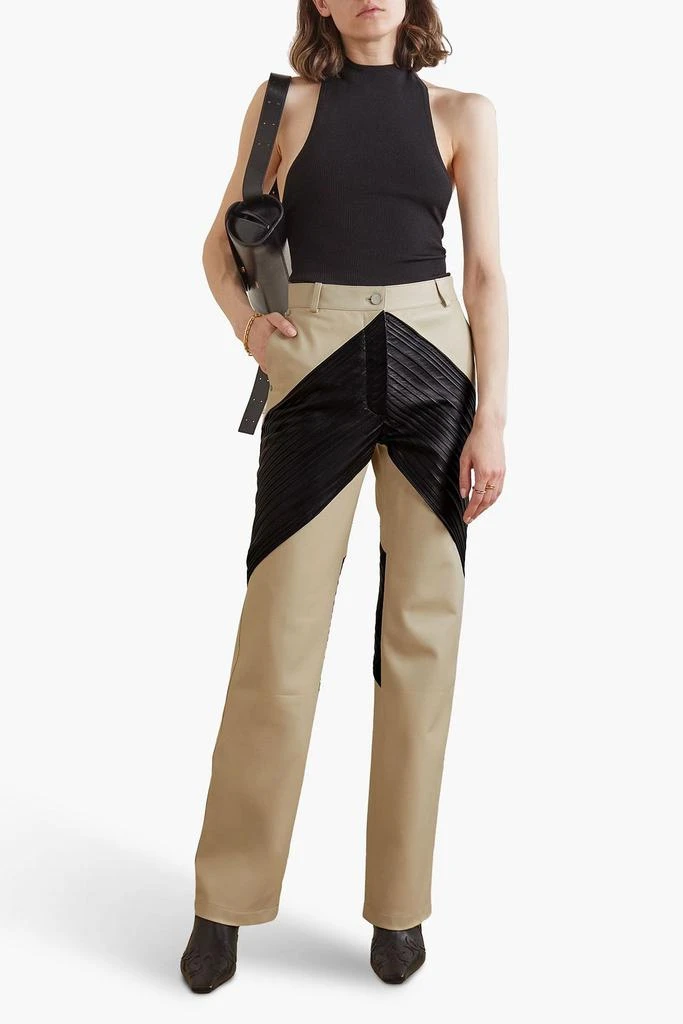 PETER DO Two-tone leather straight-leg pants 2