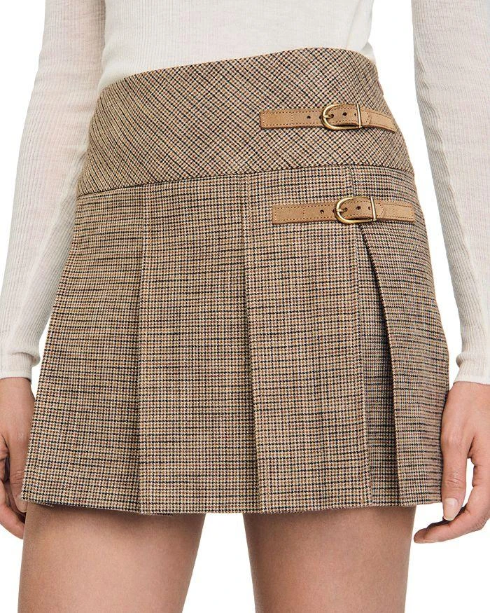 Sandro Cary Houndstooth Pleated Skirt 4