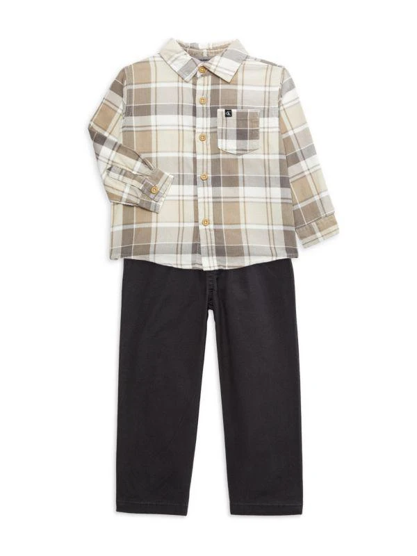Calvin Klein Baby Boy's & Little Boy's Plaid Shirt & Pants Set 1