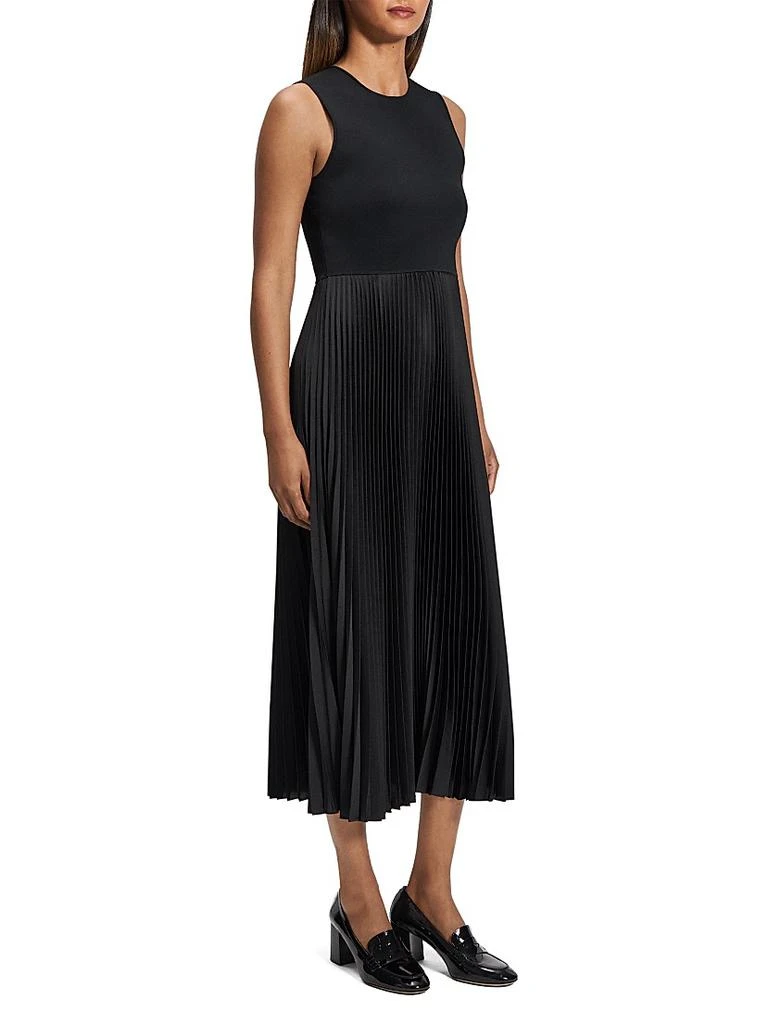 Theory Satin Sunburst Pleated Midi-Dress 3