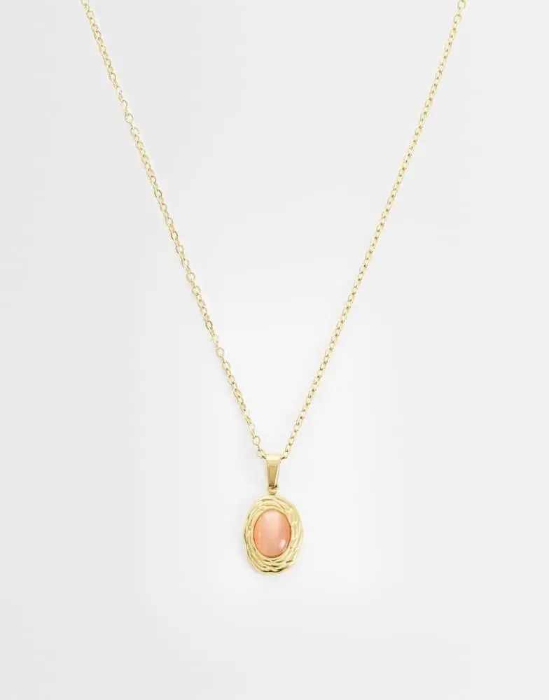 LOST SOULS Lost Souls coral stone pendant necklace in 18k gold plated