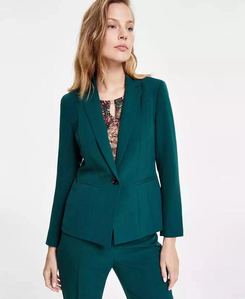 Kasper Women's Petite Notched Collar One-Button Blazer 4