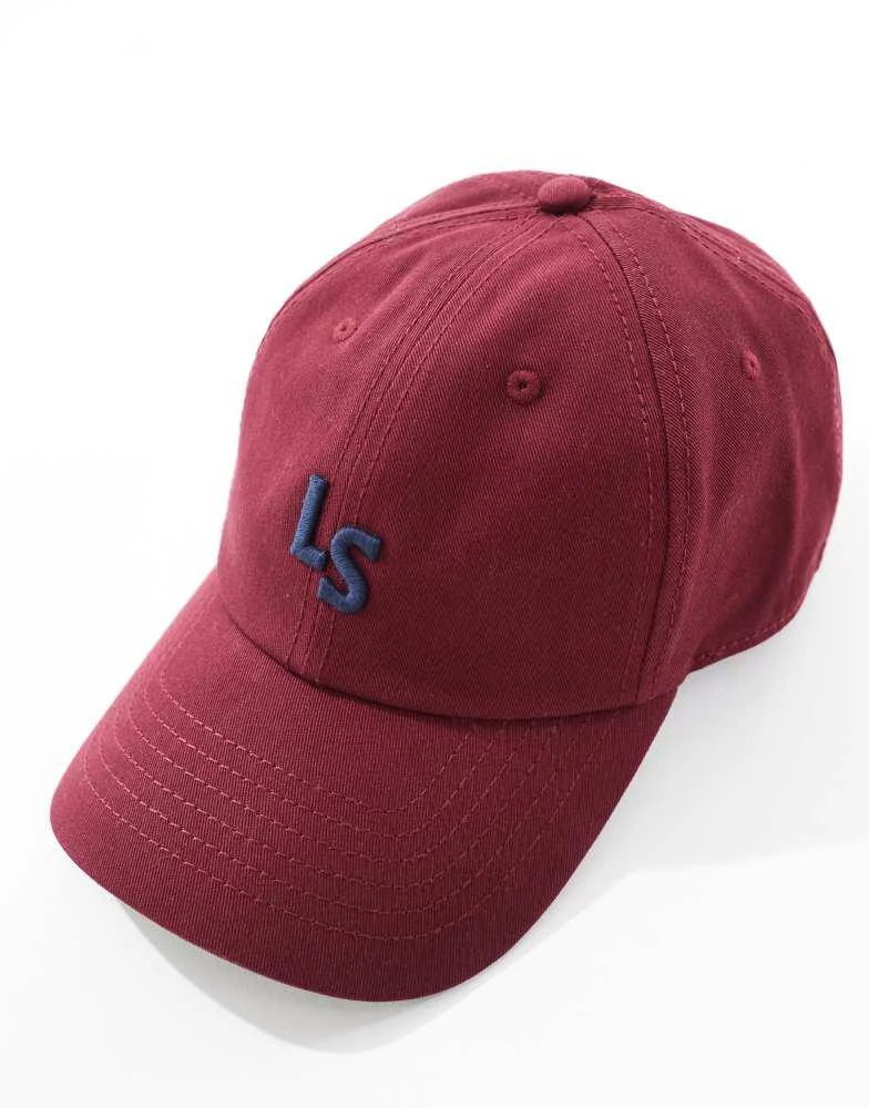 Levi
s Levi
s monogram twill baseball cap in burgundy 2