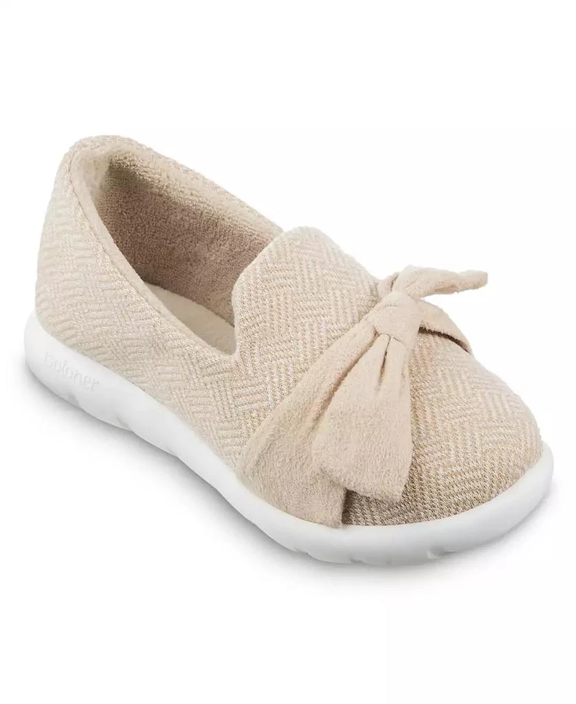Isotoner Signature Women's Indoor/Outdoor Zenz Hatch Knit Closed-Back with Tie Slip-Ons 8