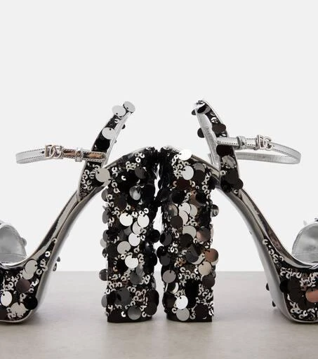 Dolce 
Gabbana Sequined faux leather platform sandals 5