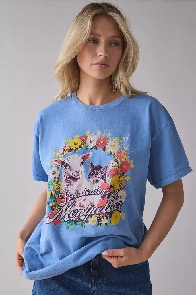 Urban Outfitters Montpellier Animal Friends Graphic Oversized Tee