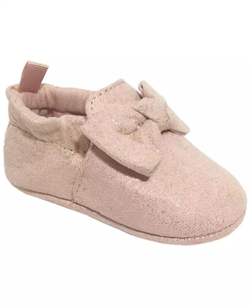 Baby Deer Baby Girl Shimmer PU Stroller Slipper with Bow Overlay