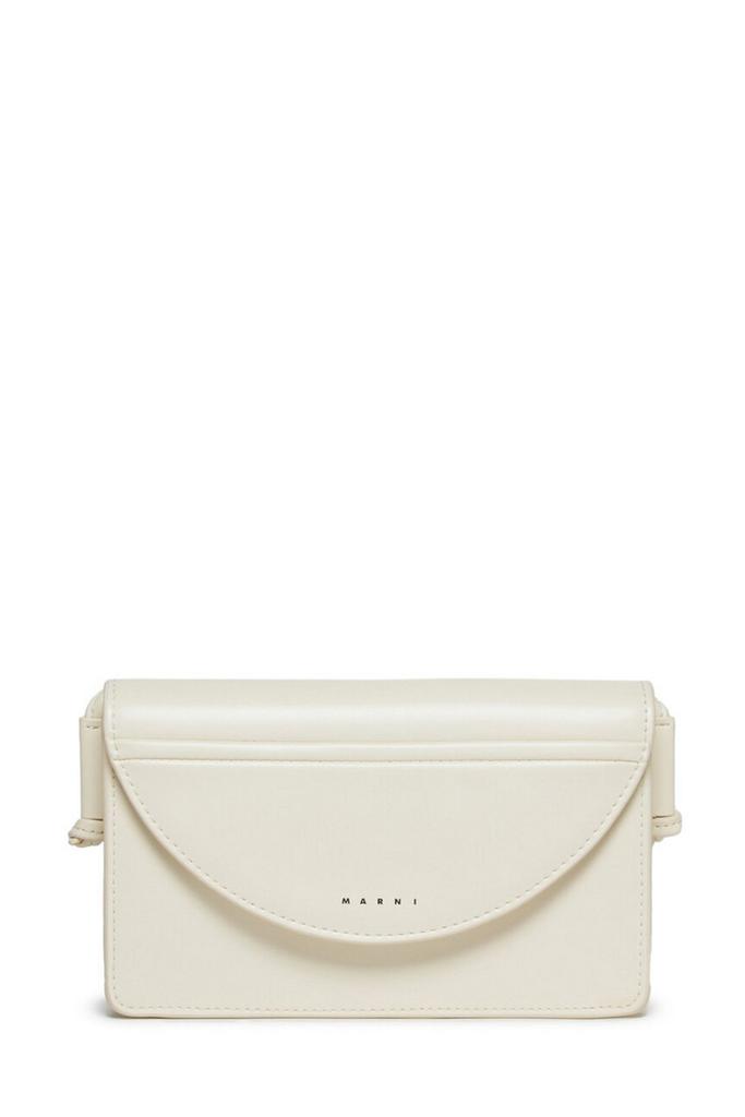 Shop Marni Kids Logo Printed Foldover Top Shoulder Bag on