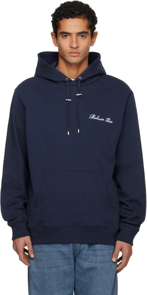 Balmain Navy 
Balmain
 Signature Hoodie 1